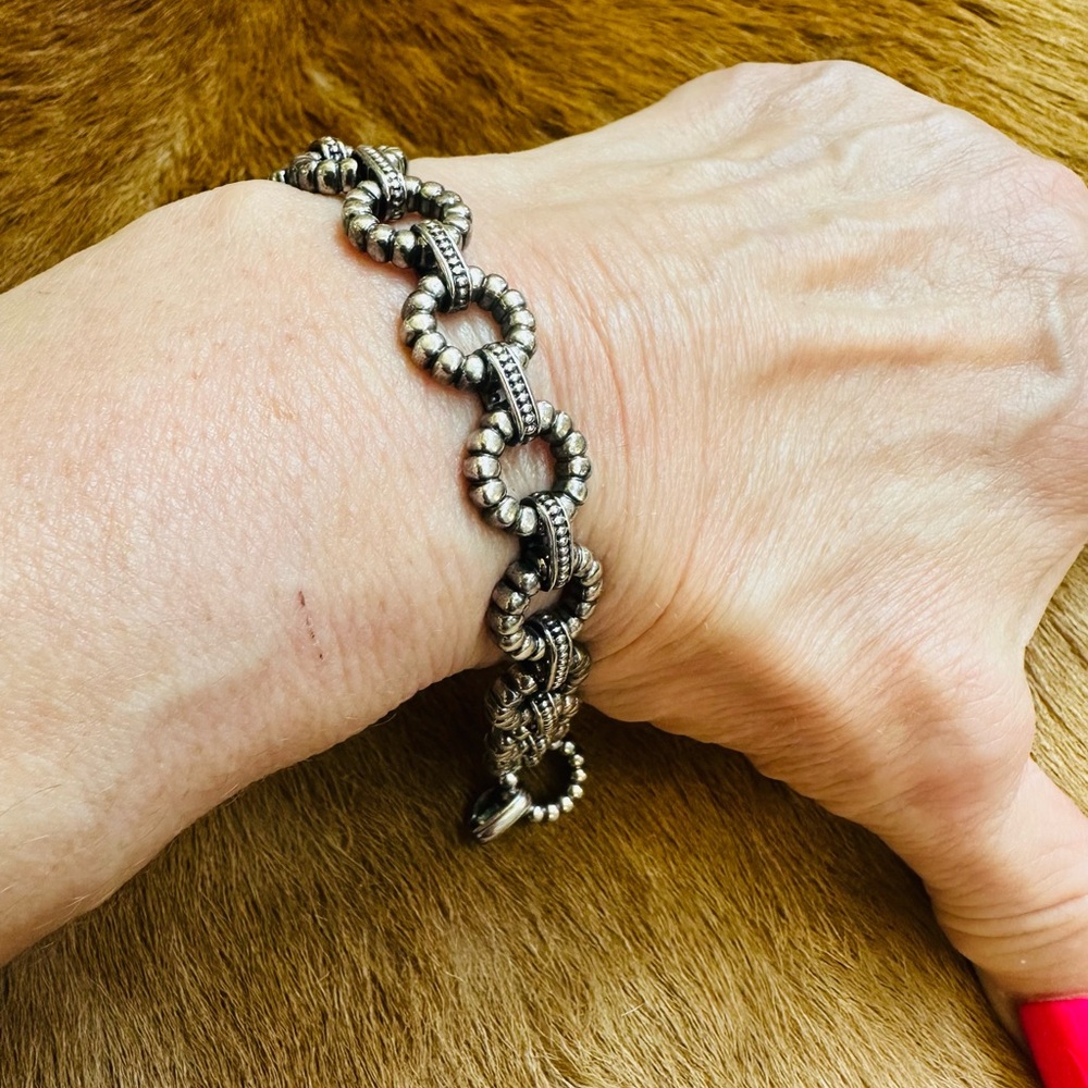 Rare LAGOS Silver Beaded Link Bracelet